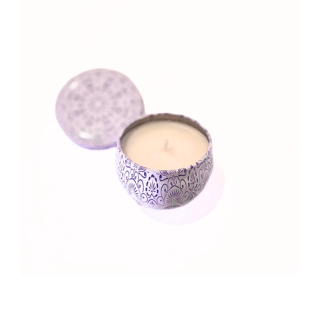 Purple Boho Patterned Tin Candle — Bergamot — 2.5 oz
